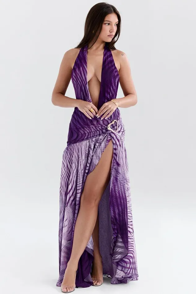 Women Olessia Orchid Backless Halter Maxi Dress House Of CB Dresses