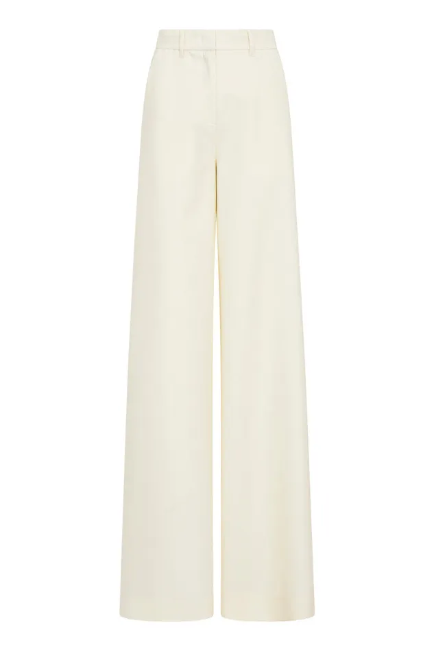 Women Pants and Shorts LoveShackFancy Samuela Wide Leg Trouser Cream