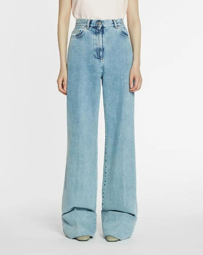 Women Pants Lanvin WideLeg Cuffed Denim Pants Light Blue Women Pants Lanvin WideLeg Cuffed Denim Pants Light Blue