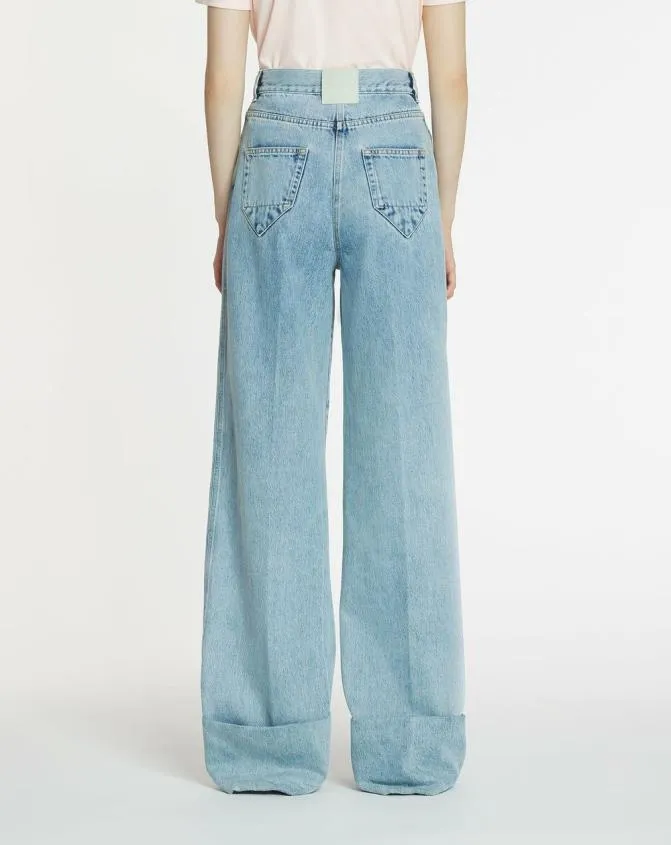 Women Pants Lanvin WideLeg Cuffed Denim Pants Light Blue Women Pants Lanvin WideLeg Cuffed Denim Pants Light Blue