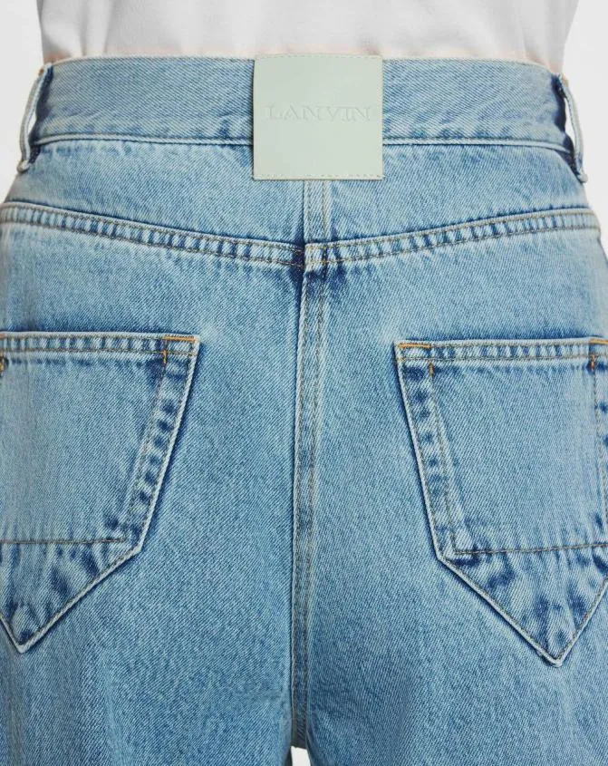Women Pants Lanvin WideLeg Cuffed Denim Pants Light Blue Women Pants Lanvin WideLeg Cuffed Denim Pants Light Blue
