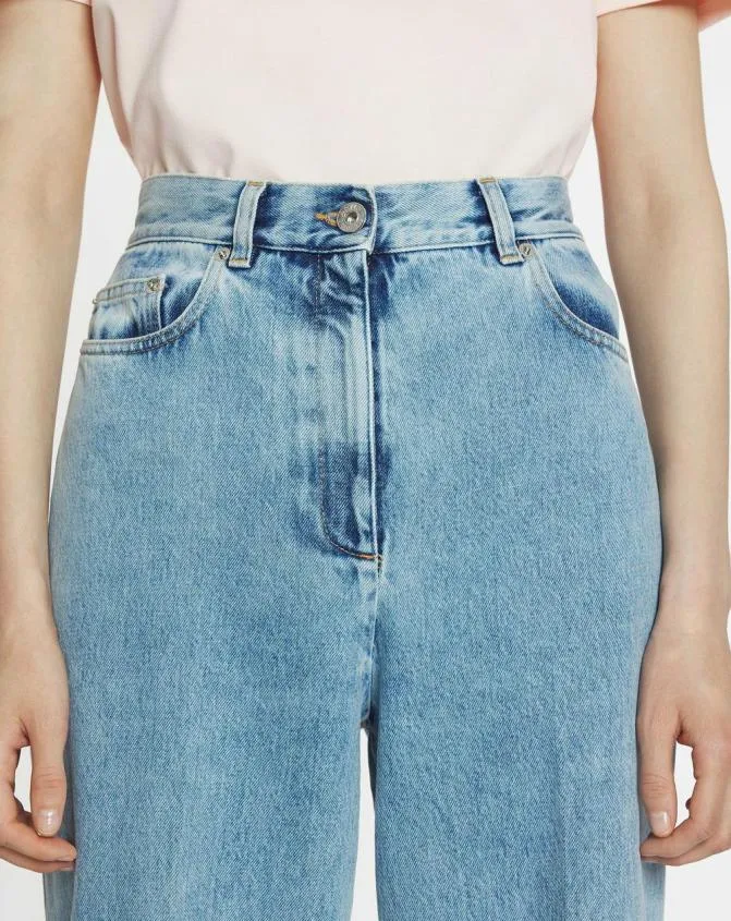 Women Pants Lanvin WideLeg Cuffed Denim Pants Light Blue Women Pants Lanvin WideLeg Cuffed Denim Pants Light Blue