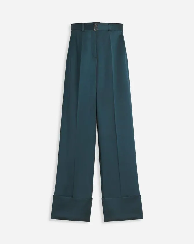 Women Pants Lanvin WideLeg Pants With Cuffs Forest Green