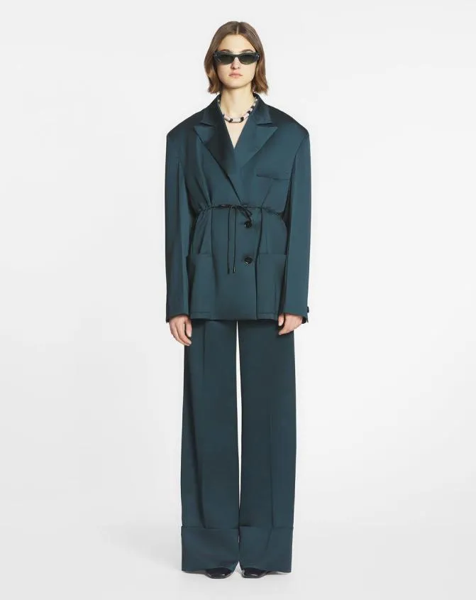 Women Pants Lanvin WideLeg Pants With Cuffs Forest Green Women Pants Lanvin WideLeg Pants With Cuffs Forest Green