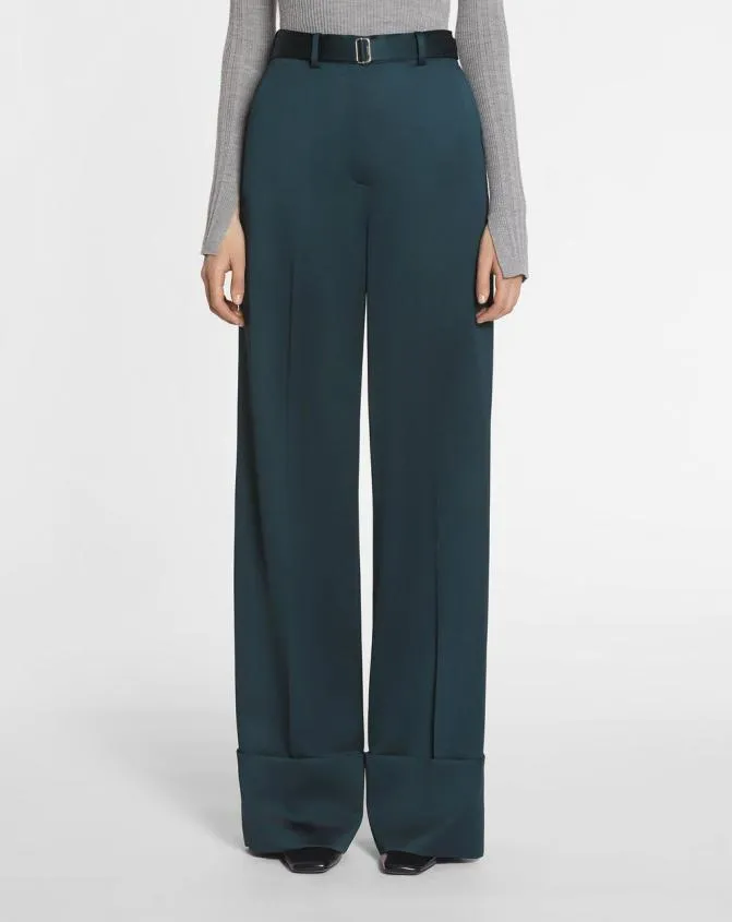 Women Pants Lanvin WideLeg Pants With Cuffs Forest Green Women Pants Lanvin WideLeg Pants With Cuffs Forest Green