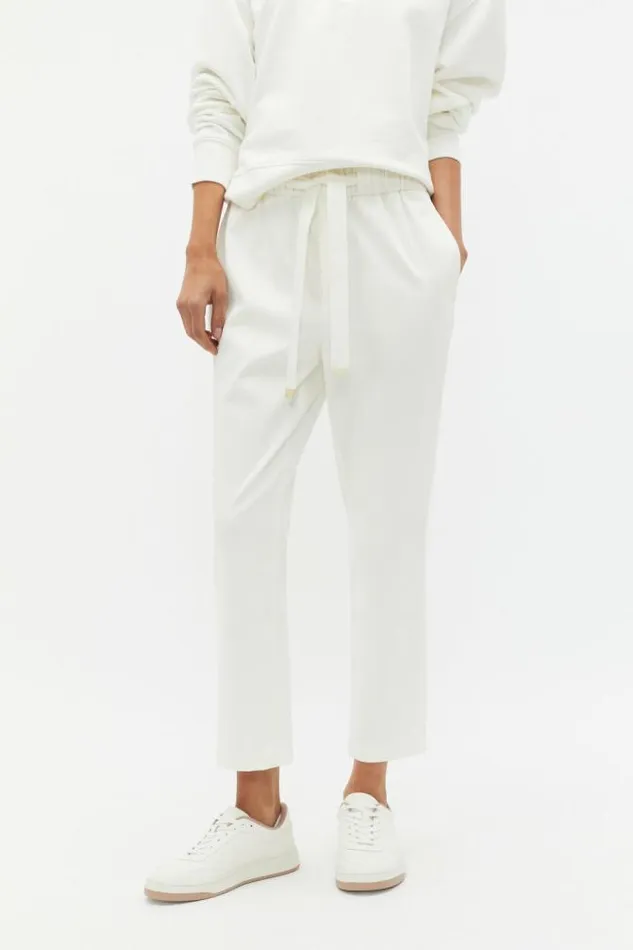 Women Pants Seed Heritage Tapered Leg Tie Pant Cloud Cream