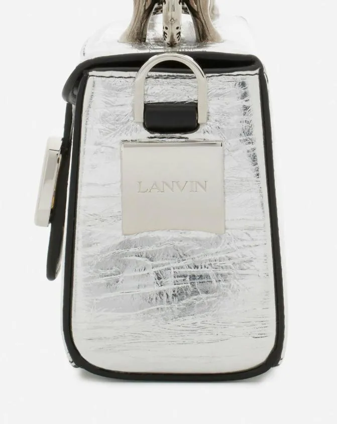 Women Pencil Lanvin Nano Pencil Cat Bag In Metallic Leather Silver