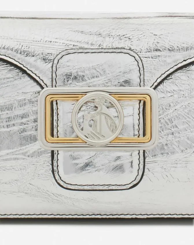 Women Pencil Lanvin Nano Pencil Cat Bag In Metallic Leather Silver