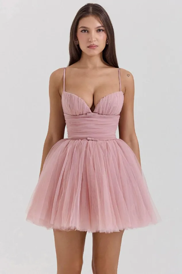 Women Princess French Rose Tulle Mini Dress House Of CB Dresses