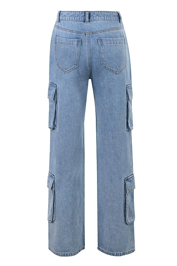 Women Ria Blue Washed Utility Jeans House Of CB Bottoms Women Ria Blue Washed Utility Jeans House Of CB Bottoms