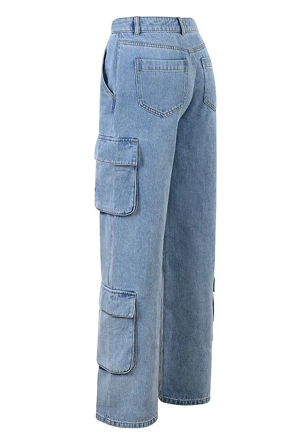 Women Ria Blue Washed Utility Jeans House Of CB Bottoms Women Ria Blue Washed Utility Jeans House Of CB Bottoms
