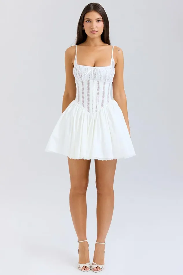 Women Rosaria White Cotton Corset Mini Dress House Of CB Dresses Women Rosaria White Cotton Corset Mini Dress House Of CB Dresses