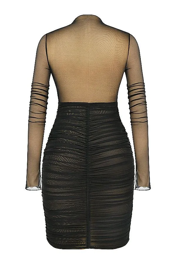 Women Rose Black Mesh Cutout Mini Dress House Of CB Dresses Women Rose Black Mesh Cutout Mini Dress House Of CB Dresses