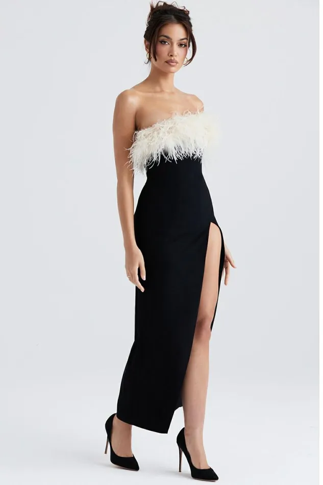 Women Sarai Black Thigh Split Dress House Of CB Dresses Women Sarai Black Thigh Split Dress House Of CB Dresses