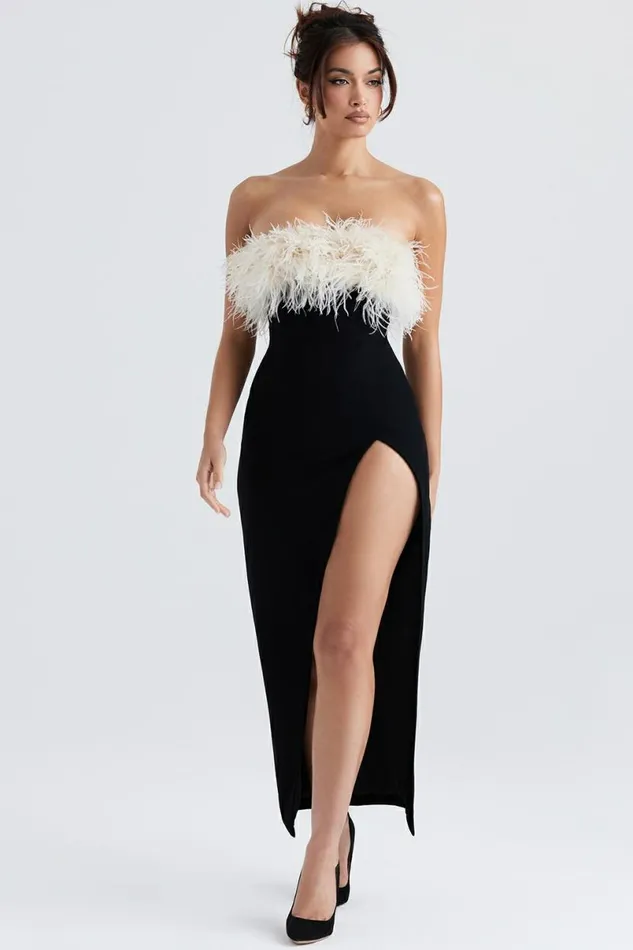 Women Sarai Black Thigh Split Dress House Of CB Dresses Women Sarai Black Thigh Split Dress House Of CB Dresses