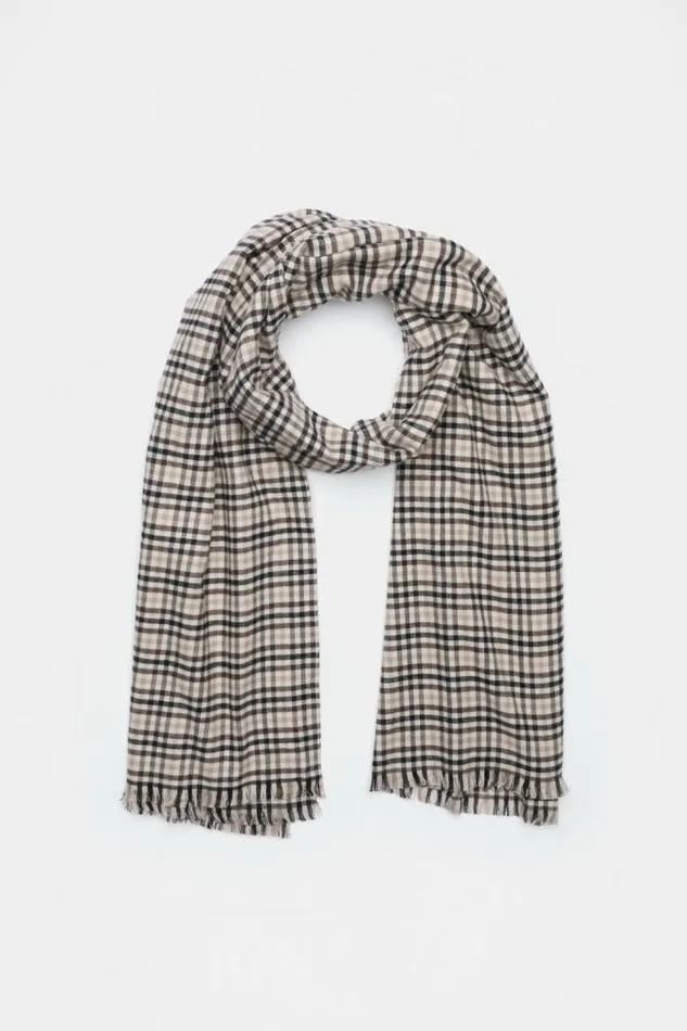 Women Scarves and Kaftans Seed Heritage Multi Check Scarf Dark Espresso