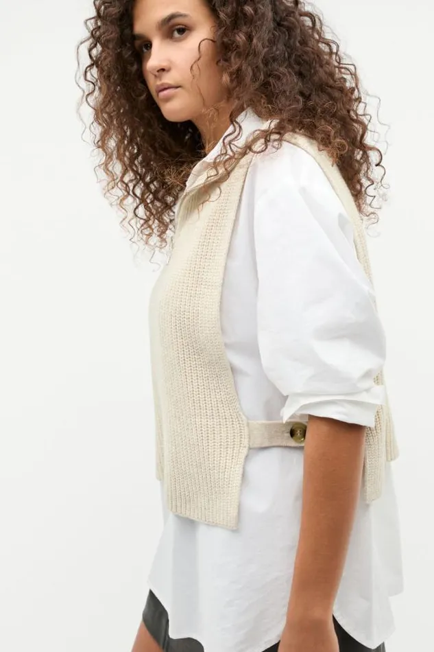 Women Scarves and Kaftans Seed Heritage Rib Knit Collar Bib Oat Marle