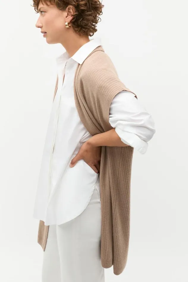 Women Scarves and Kaftans Seed Heritage Rib Knit Poncho Cookie