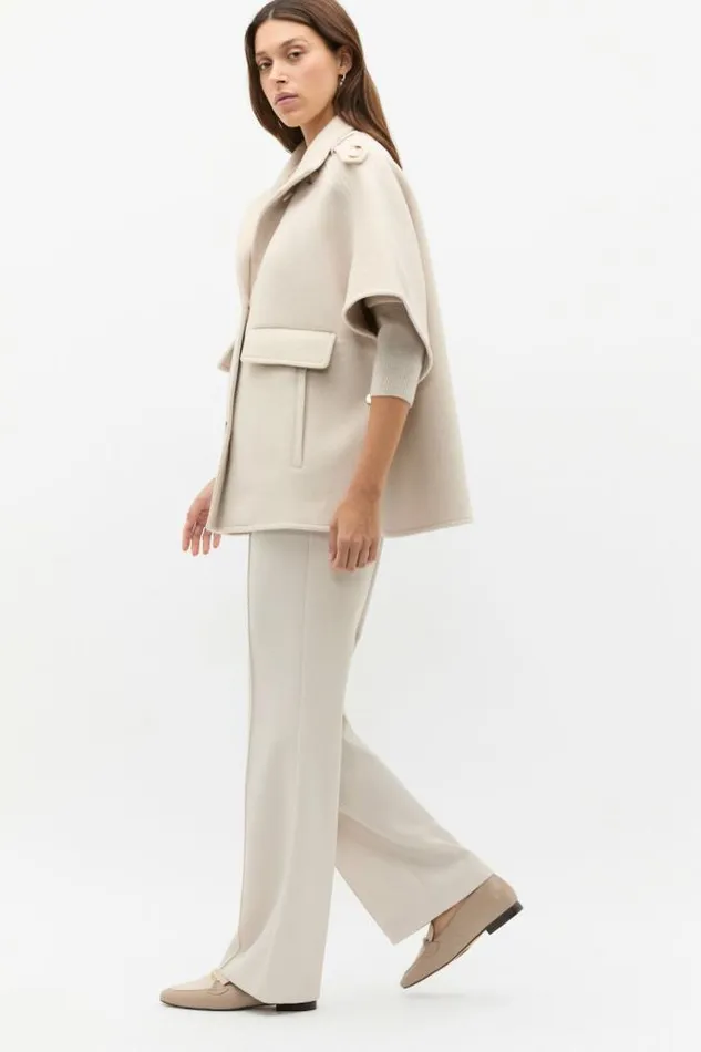 Women Scarves and Kaftans Seed Heritage Wool Trench Cape Oat Marle