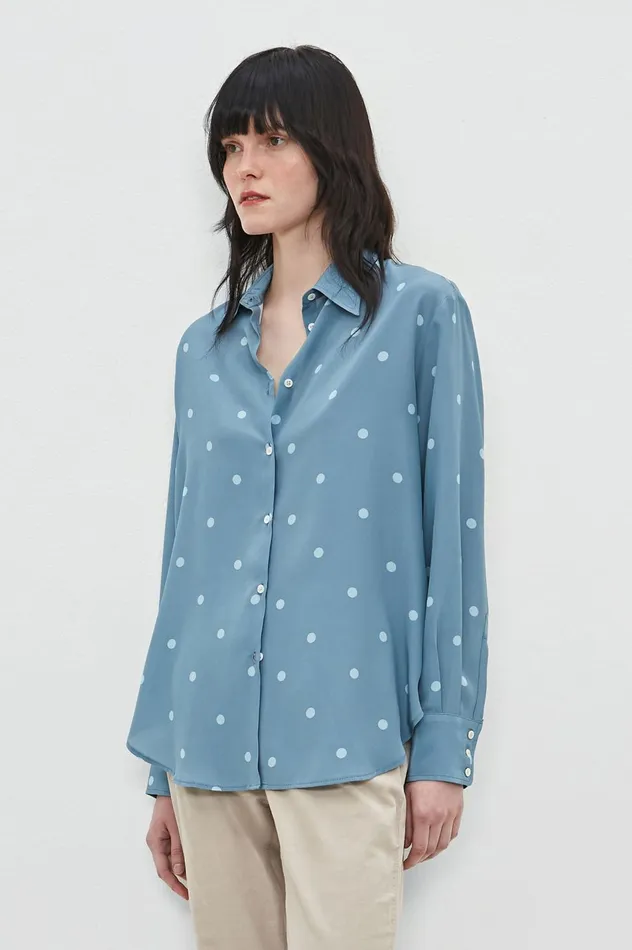 Women SELMA 8211 Silk Shirt 8211 Misty Blue Massimo Alba Shirts
