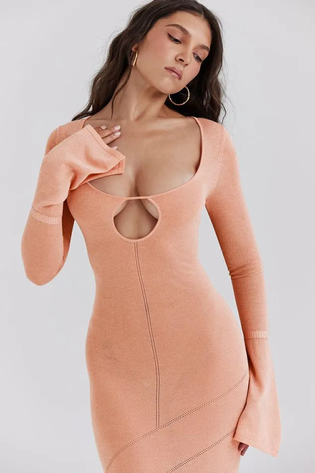 Women Sereia Sorbet Metallic Knit Maxi Dress House Of CB Dresses
