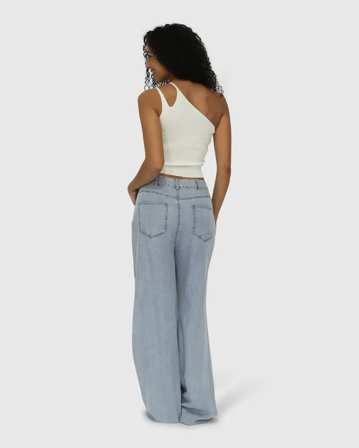 Women Set On You Wide Leg Pant 8211 Stonewash Pants and Skirts Belle and Bloom