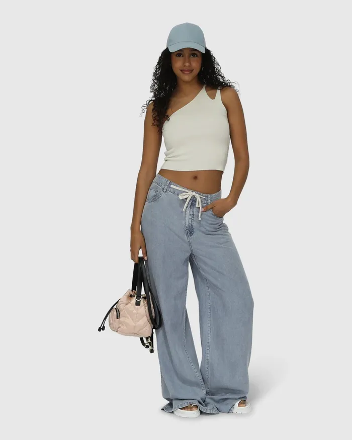 Women Set On You Wide Leg Pant 8211 Stonewash Pants and Skirts Belle and Bloom