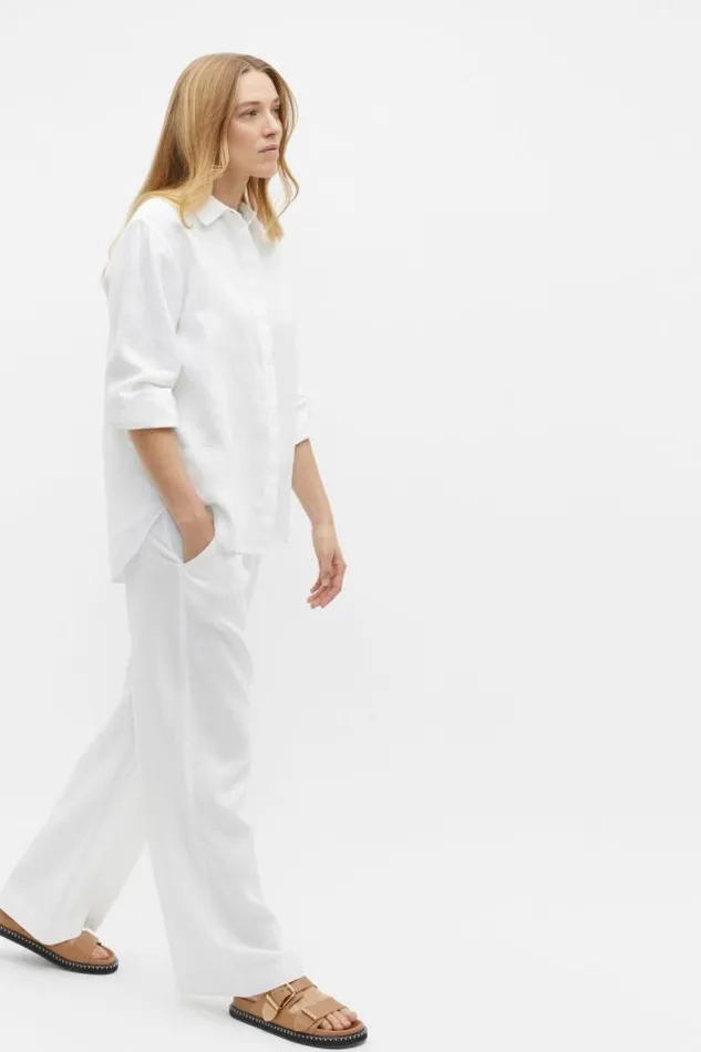 Women Shirts Seed Heritage Core Linen Boyfriend Shirt Whisper White