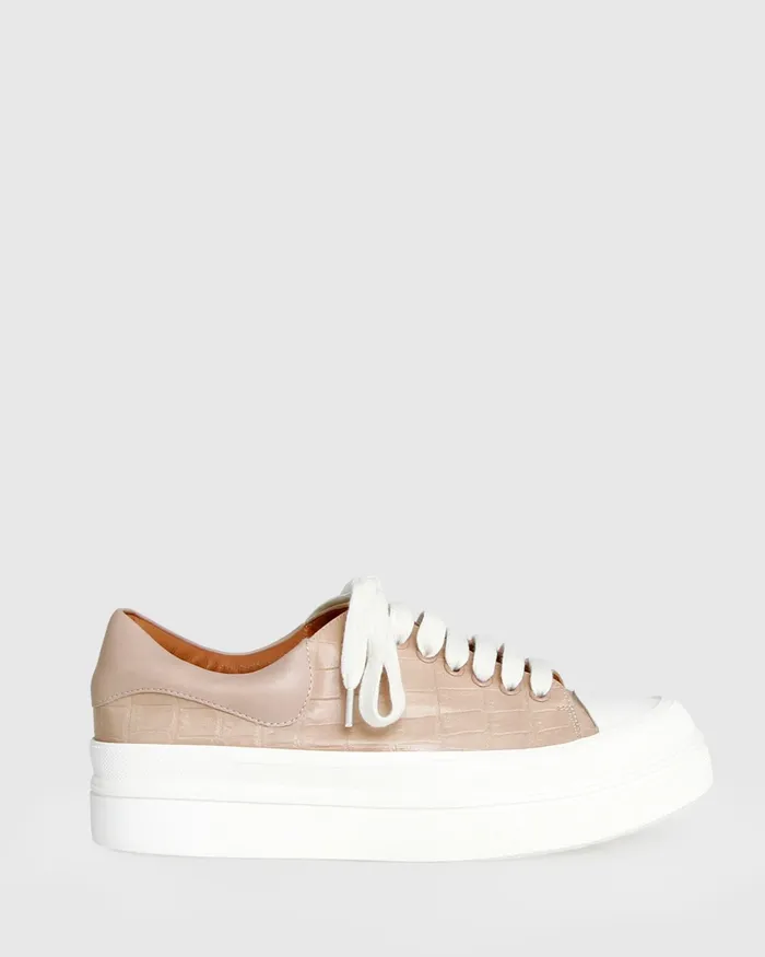 Women Shoes Belle and Bloom Just A Dream Croc Leather Sneaker 8211 Blush