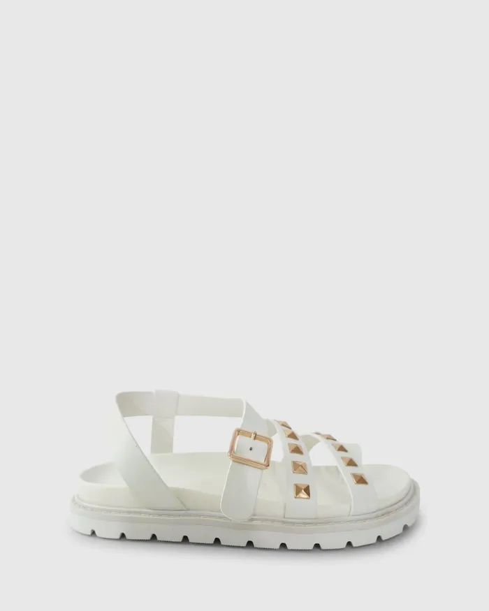 Women Shoes Belle and Bloom Morning Mood Chunky Stud Sandal 8211 Cream