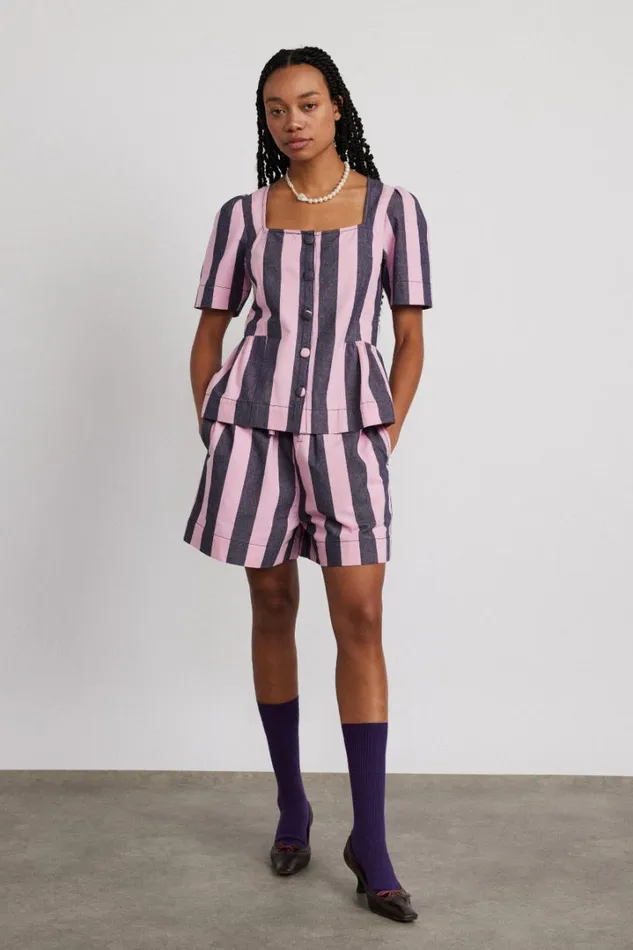 Women Shorts Damson Madder Rafe Shorts 8211 Blue Pink Stripe