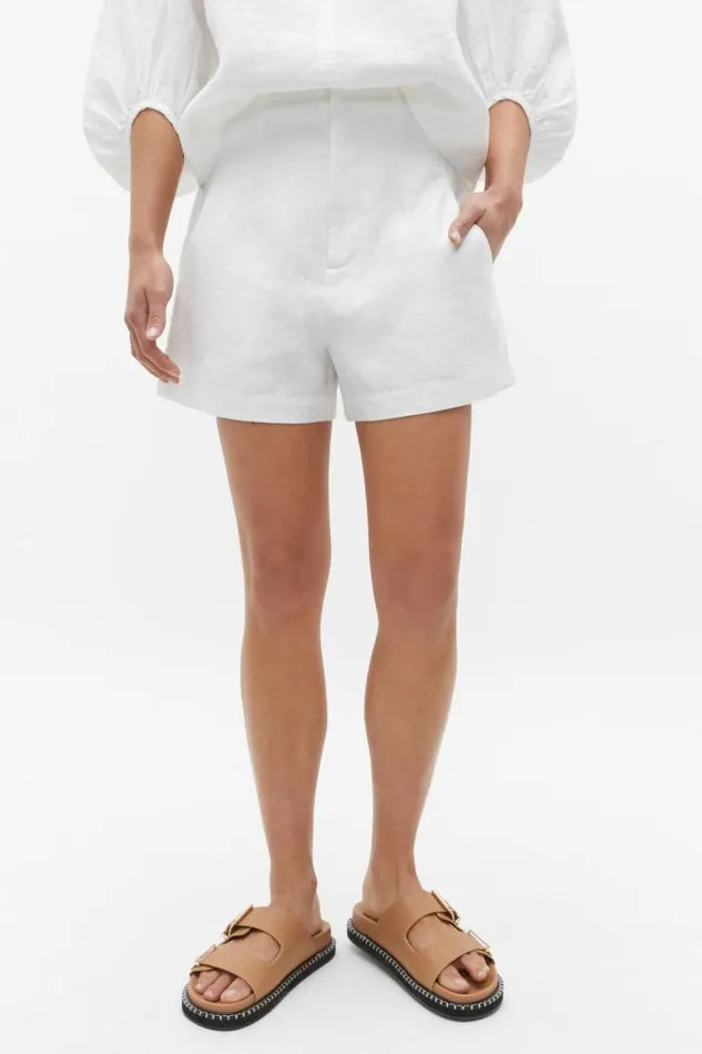 Women Shorts Seed Heritage Core Linen Waisted Short Whisper White