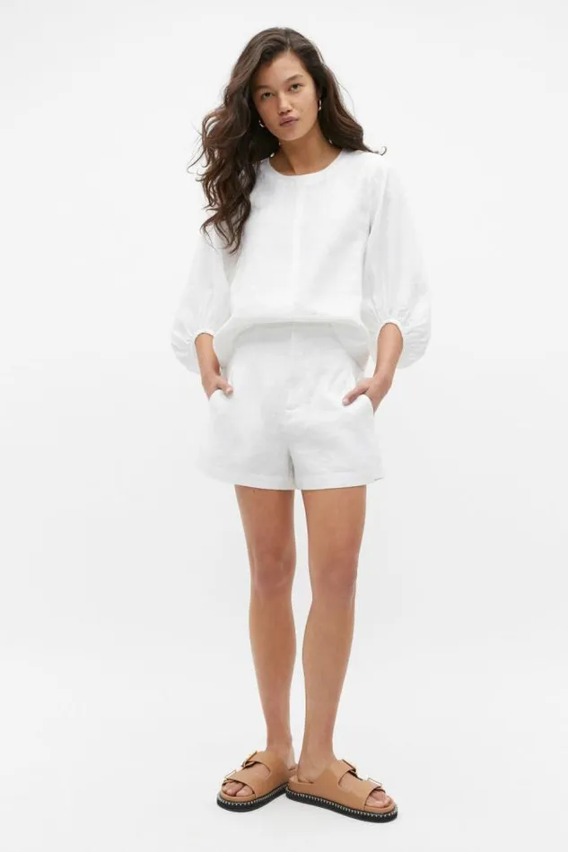 Women Shorts Seed Heritage Core Linen Waisted Short Whisper White