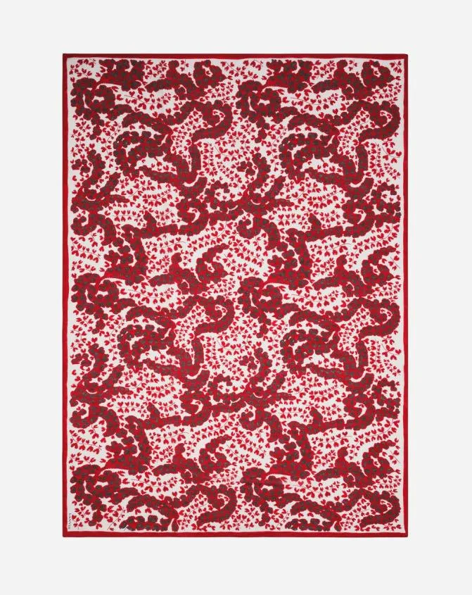 Women Silks and Scarves Lanvin t Cotton Pareo With A Rateau Print Carmine Red Women Silks and Scarves Lanvin t Cotton Pareo With A Rateau Print Carmine Red