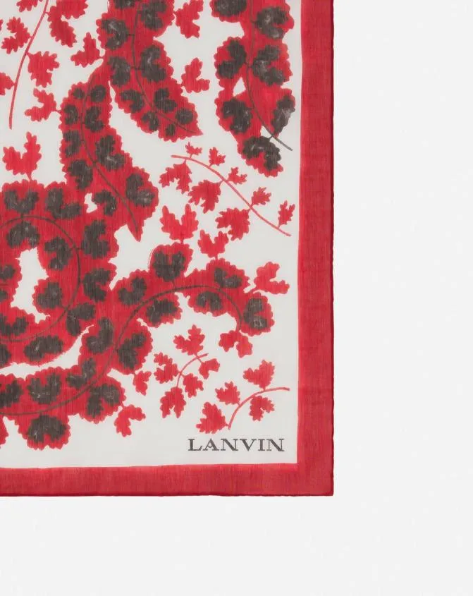 Women Silks and Scarves Lanvin t Cotton Pareo With A Rateau Print Carmine Red Women Silks and Scarves Lanvin t Cotton Pareo With A Rateau Print Carmine Red