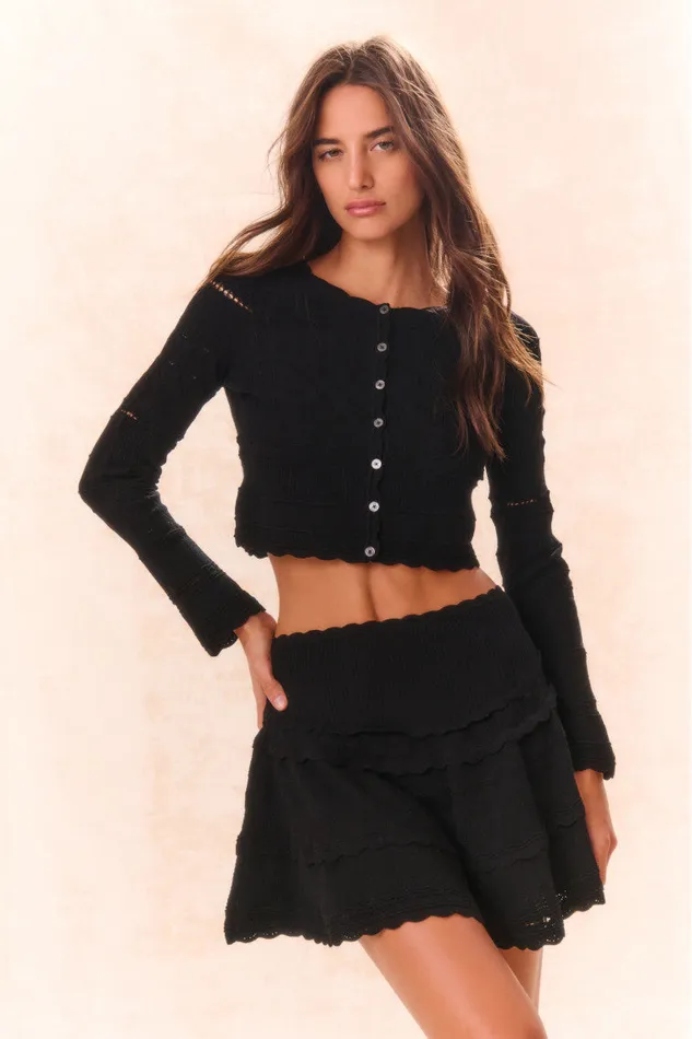 Women Skirts LoveShackFancy Colella Pointelle Knit Mini Skirt Black