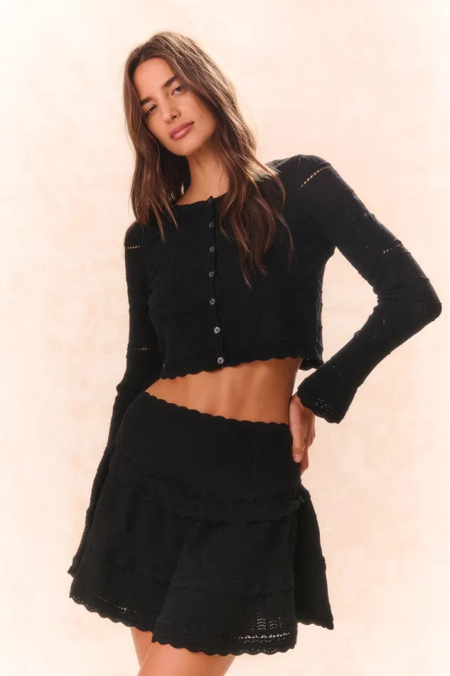 Women Skirts LoveShackFancy Colella Pointelle Knit Mini Skirt Black