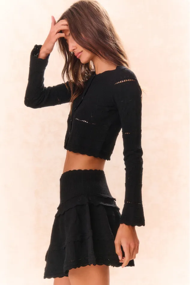 Women Skirts LoveShackFancy Colella Pointelle Knit Mini Skirt Black