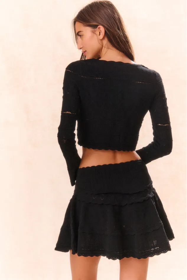 Women Skirts LoveShackFancy Colella Pointelle Knit Mini Skirt Black