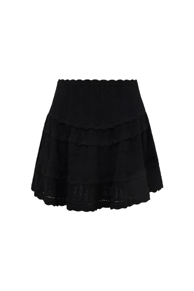 Women Skirts LoveShackFancy Colella Pointelle Knit Mini Skirt Black