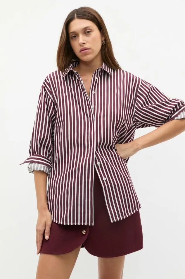 Women Skirts Seed Heritage Wool Blend Button Mini Plum Red