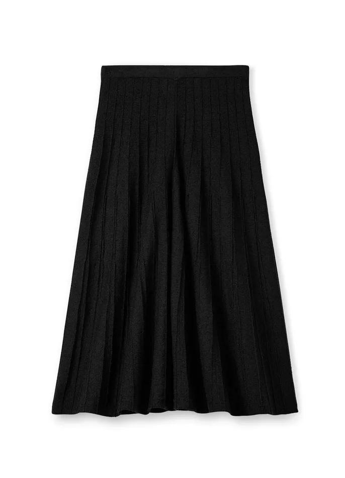 Women Skirts St John Bouclette Pleat Knit Skirt Black