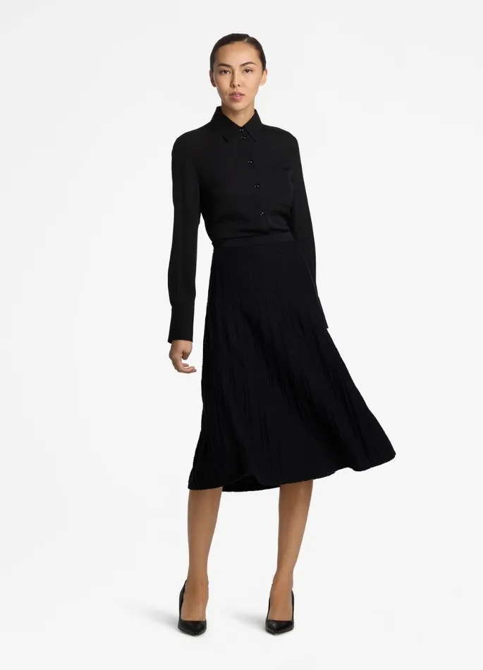 Women Skirts St John Bouclette Pleat Knit Skirt Black Women Skirts St John Bouclette Pleat Knit Skirt Black