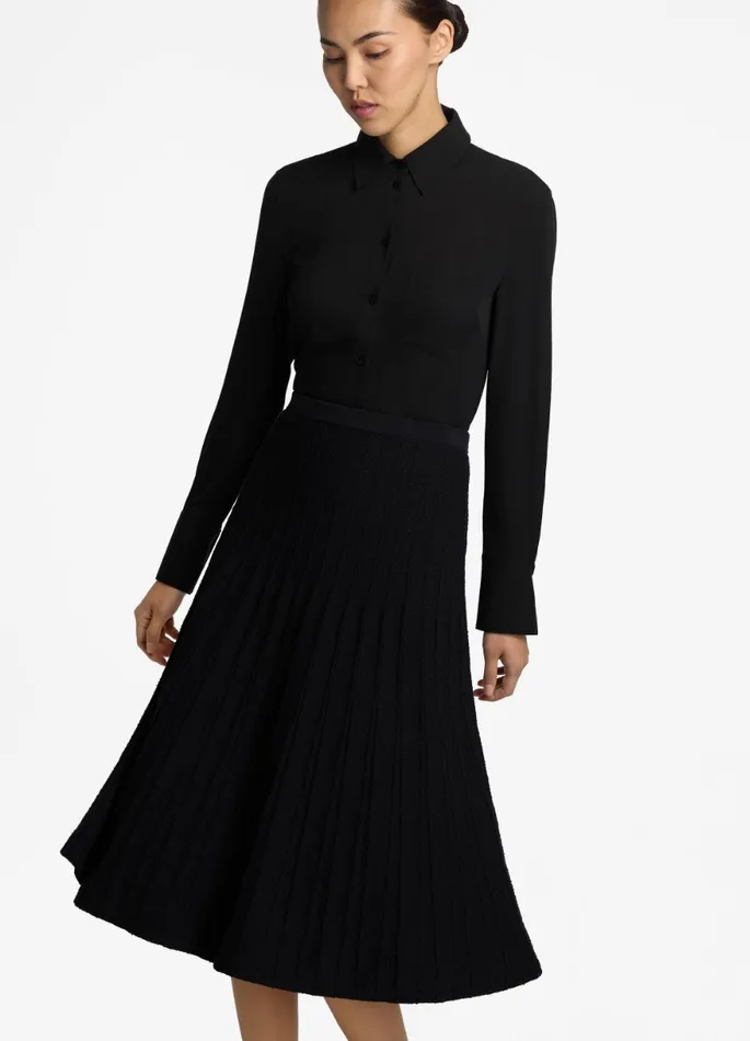 Women Skirts St John Bouclette Pleat Knit Skirt Black Women Skirts St John Bouclette Pleat Knit Skirt Black