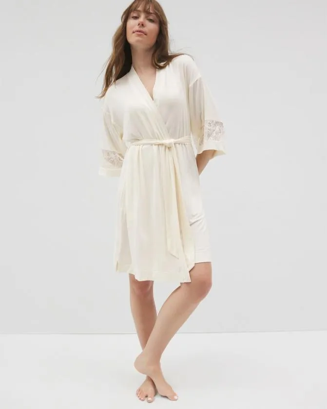 Women Soma Cool Nights Robe With Lace Champagne Dreams