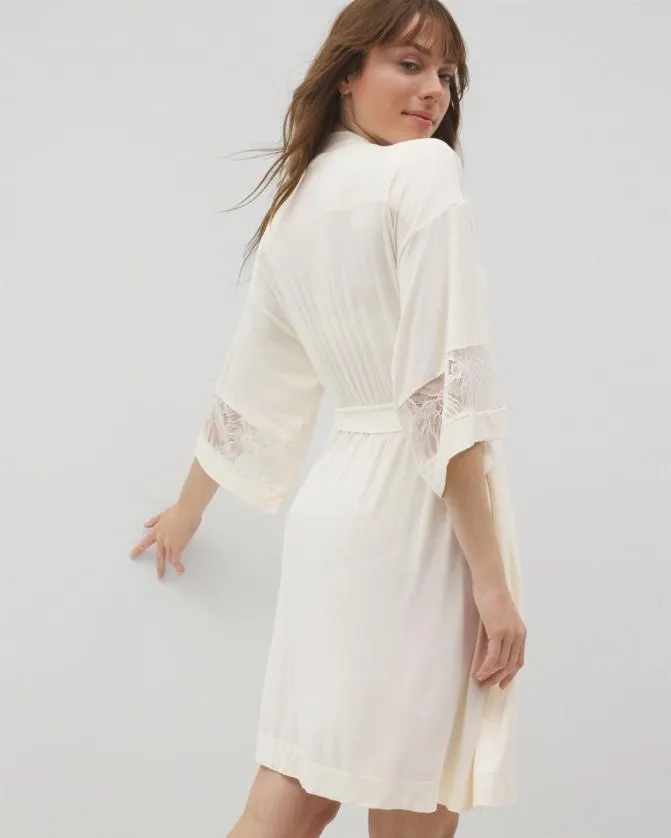 Women Soma Cool Nights Robe With Lace Champagne Dreams