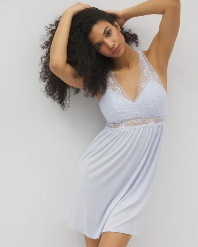 Women Soma Cool Nights Soft Support Lace Chemise Ocean Air