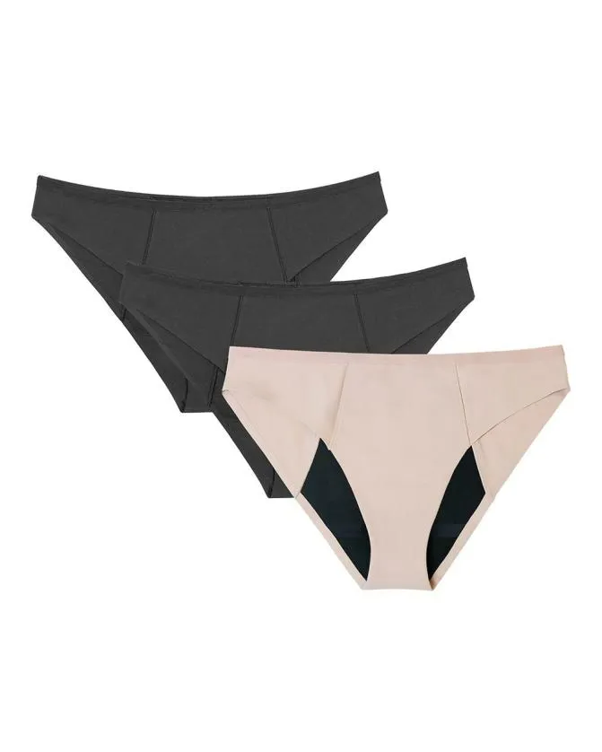 Women Soma Leakproof Proofu00AE 3Pack Leakproof Bikini Blacksand Multi Pack