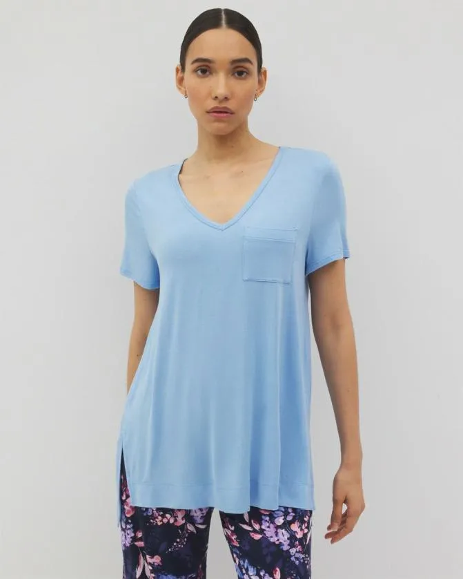 Women Soma Matching Separates Cool Nights Short Sleeve Pajama Tunic Tee Wishful Blue Women Soma Matching Separates Cool Nights Short Sleeve Pajama Tunic Tee Wishful Blue