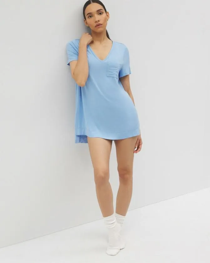 Women Soma Matching Separates Cool Nights Short Sleeve Pajama Tunic Tee Wishful Blue